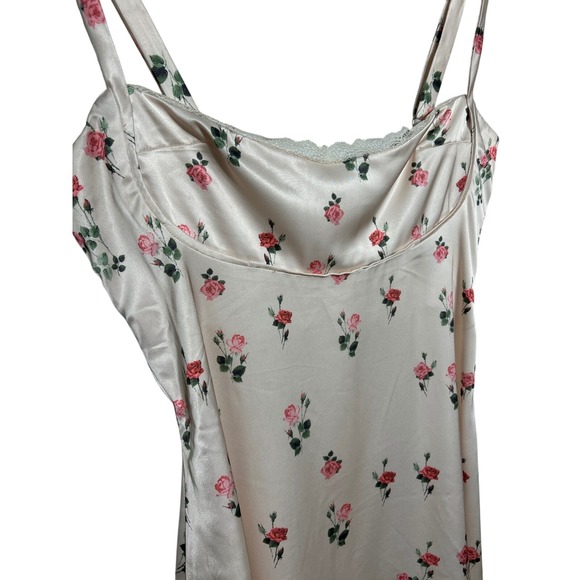 Princess Polly Satin Slip Dress Pink Floral Lace Trim Mini Spaghetti Strap Sz 10 - Picture 3 of 12